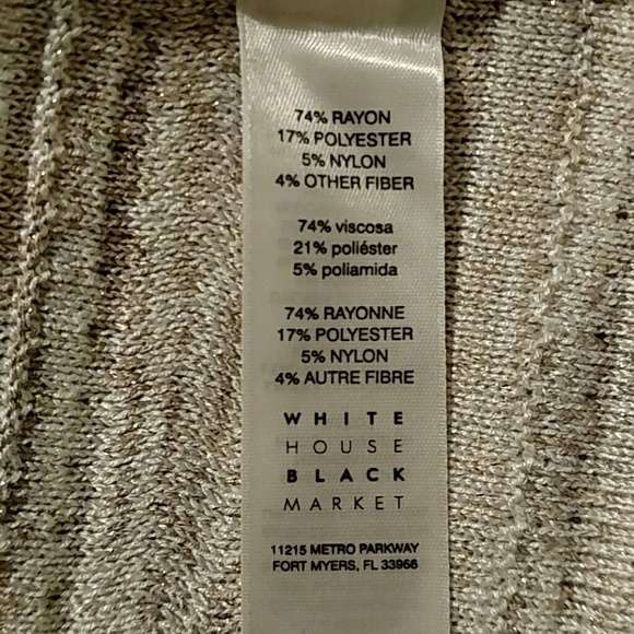 White House Black Market 3/4 Sleeve Tunic Sweater In Tan Metallic Thread Size S - Picture 8 of 8